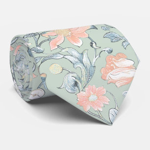 PixDezines William Morris Dusty Blue n Blush Pink Neck Tie