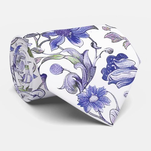 PixDezines William Morris Floral Purple Green Neck Tie