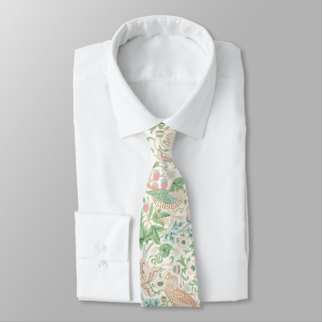 PixDezines William Morris Strawberry Thief Pastel Neck Tie (Tied)