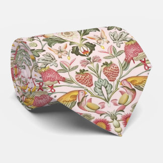PixDezines William Morris Strawberry Thief Pink Neck Tie