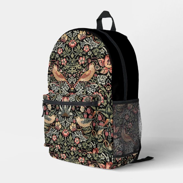 PixDezines William Morris Strawberry Thief Printed Backpack (Back Corner Right)