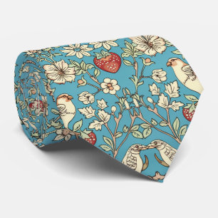 PixDezines William Morris Strawberry Thief Turquoi Neck Tie