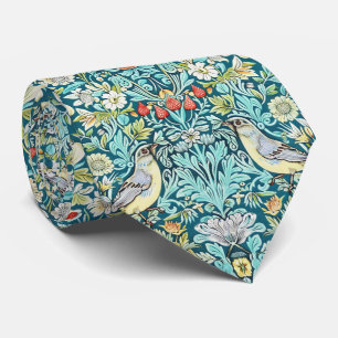 PixDezines William Morris Strawberry Thief Turquoi Neck Tie