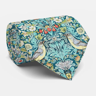 PixDezines William Morris Strawberry Thief Turquoi Neck Tie