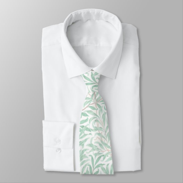 PixDezines William Morris Willow Bough Sage Green Neck Tie (Tied)