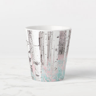 PixDezines Winter Birch Forest Blue Ferns Bed Latte Mug