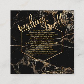 Pixdezines Wishing Well/black Marble Gold Veins Enclosure Card by custom_stationery at Zazzle