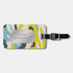 PixDezines yellow+blue camo+dogtag Luggage Tag