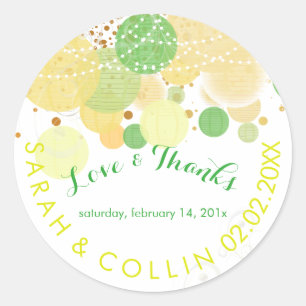 PixDezines yellow/green/lanterns/diy background Classic Round Sticker