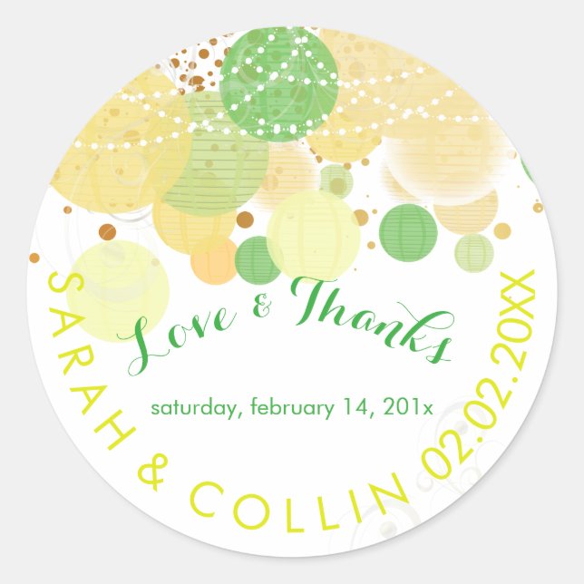 PixDezines yellow/green/lanterns/diy background Classic Round Sticker (Front)