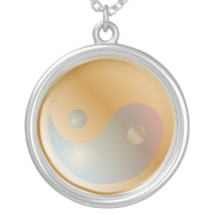 PixDezines Yin Yang, Gold/Silver Tone Silver Plated Necklace