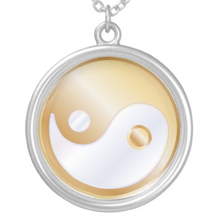 Pixdezines Yin Yang, Gold Tone Silver Plated Necklace