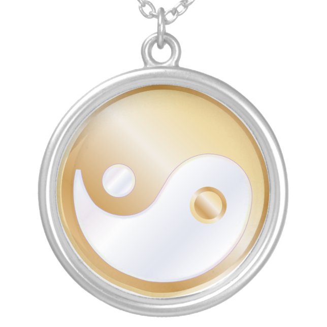 PixDezines Yin Yang, Gold Tone Silver Plated Necklace (Front)