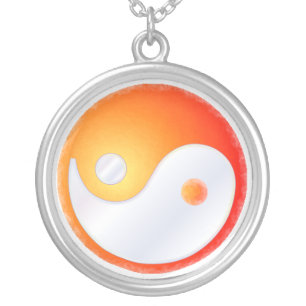 PixDezines Yin Yang, Sunrise Silver Plated Necklace