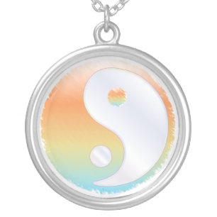 PixDezines Yin Yang, Sunset at the Beach Silver Plated Necklace