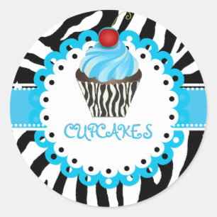 PixDezines zebra+cupcake/DIY color Classic Round Sticker