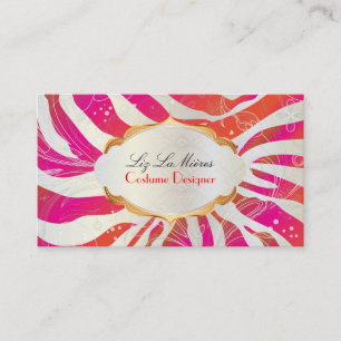 PixDezines zebra+floral/pink+orange Business Card