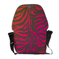PixDezines zebra/neon pink+orange rickshawmessengerbag