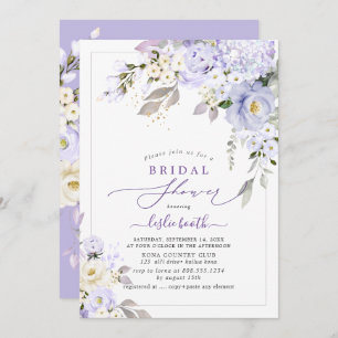 PixDezinesH2 Purple Hydrangea Roses Bridal Shower Invitation