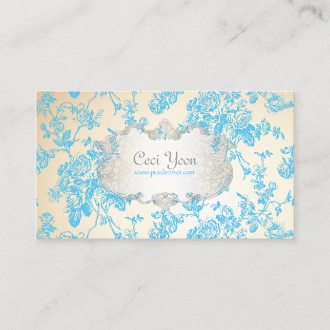 PixDezinves toile/blue roses/DIY background Business Card (Front)