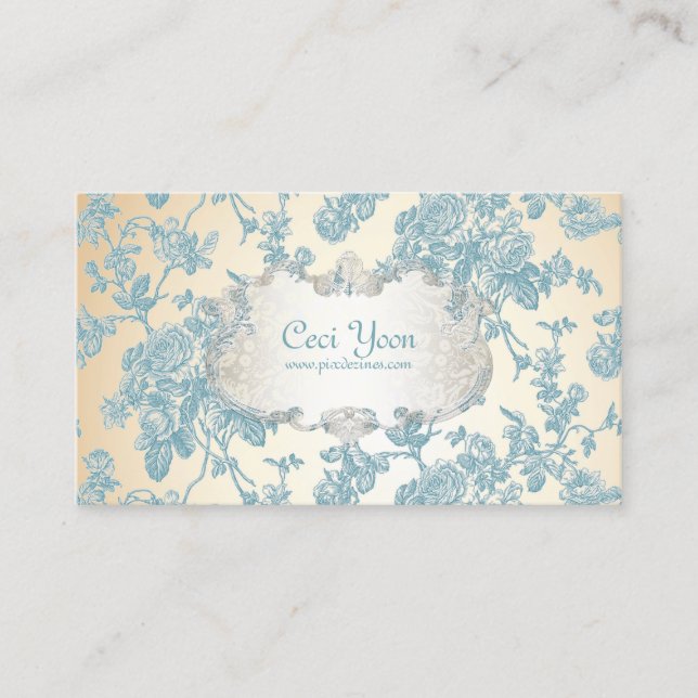 PixDezinves toile/blue roses/DIY background Business Card (Front)