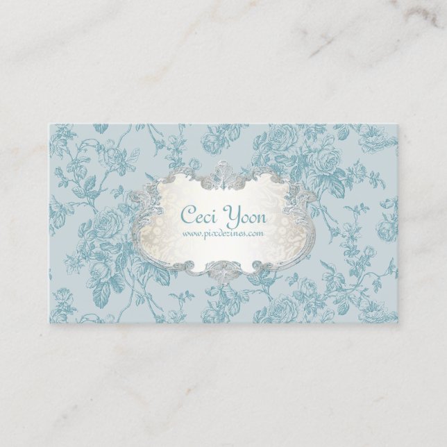 PixDezinves toile/teal roses/DIY background Business Card (Front)