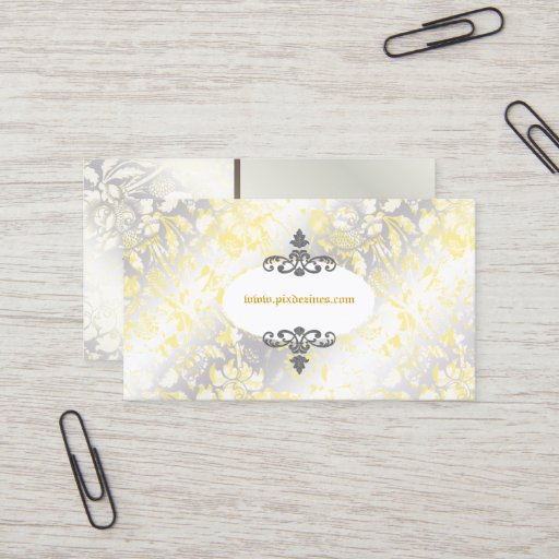 Customizable PixDezinves Vintage Roses Yellow+Grey Business Card Template