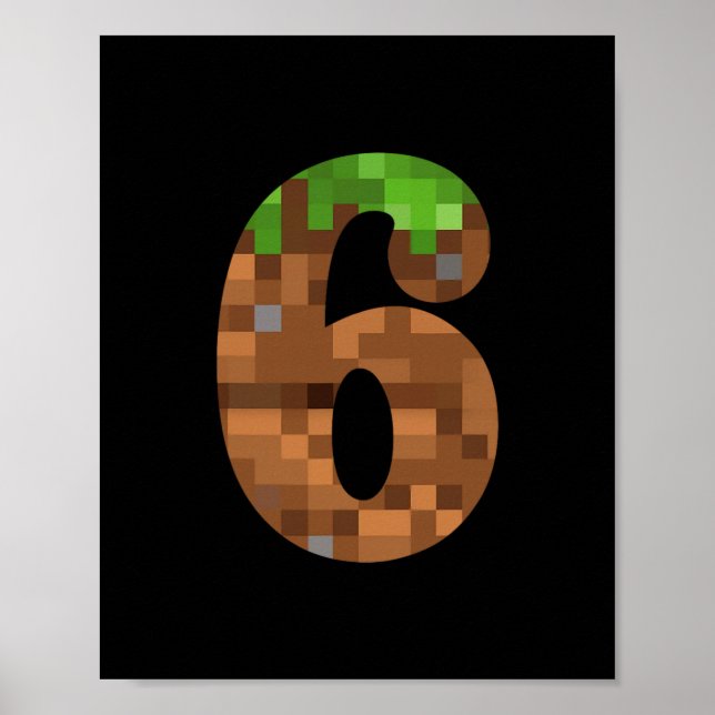 Pixel 6yr Birthday Number Six 6 Year Old 6th Video Poster (Front)