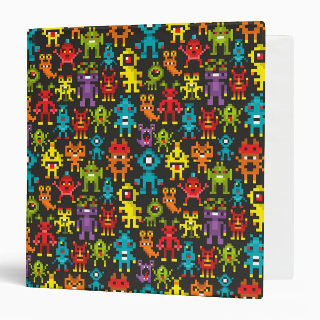 Pixel 8bit monsters 3 ring binder (Front/Inside)
