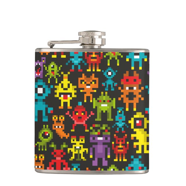 Pixel 8bit monsters flask (Front)