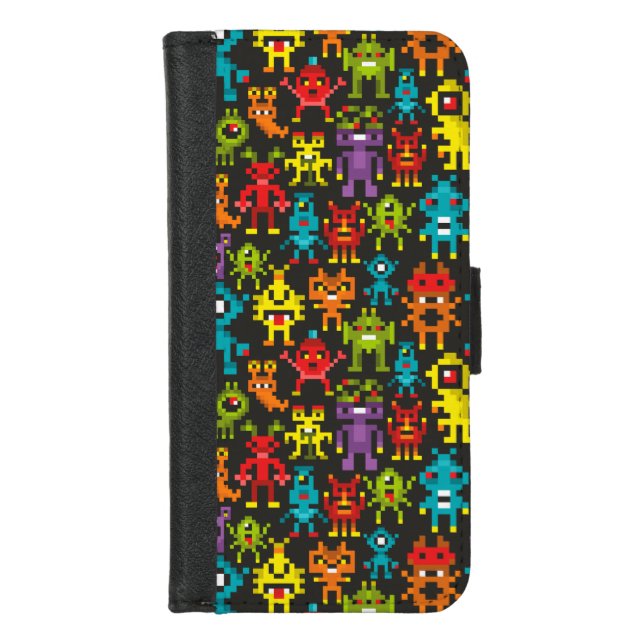 Pixel 8bit monsters iPhone wallet case (Front)