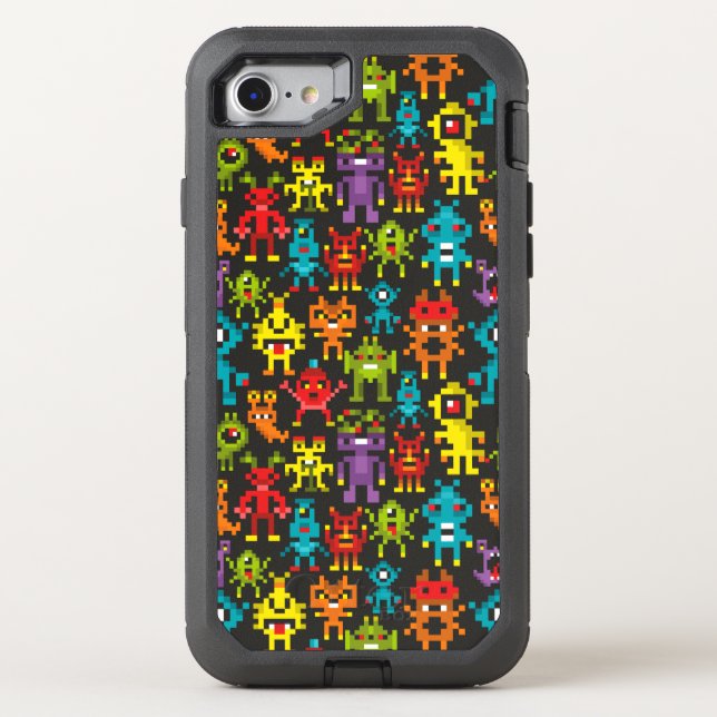 Pixel 8bit monsters otterbox iPhone case (Back)