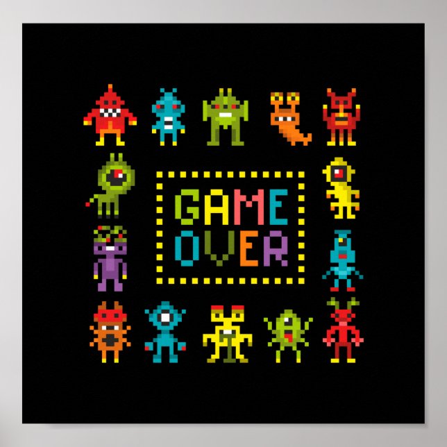Pixel 8bit monsters poster (Front)