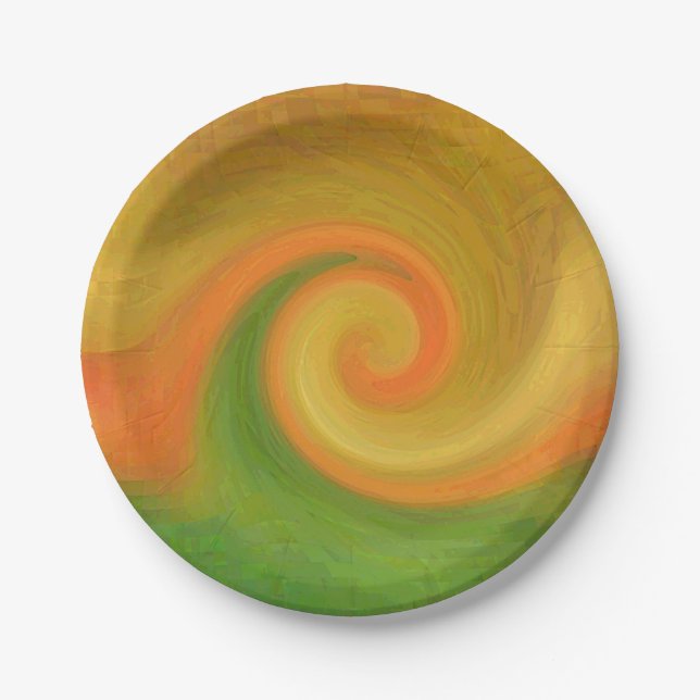 Pixel Abstract Autumn Swirl Paper Plates (Front)