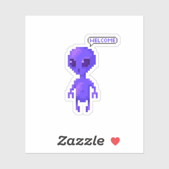 Pixel Alien Welcome Gamer Sticker (Sheet)