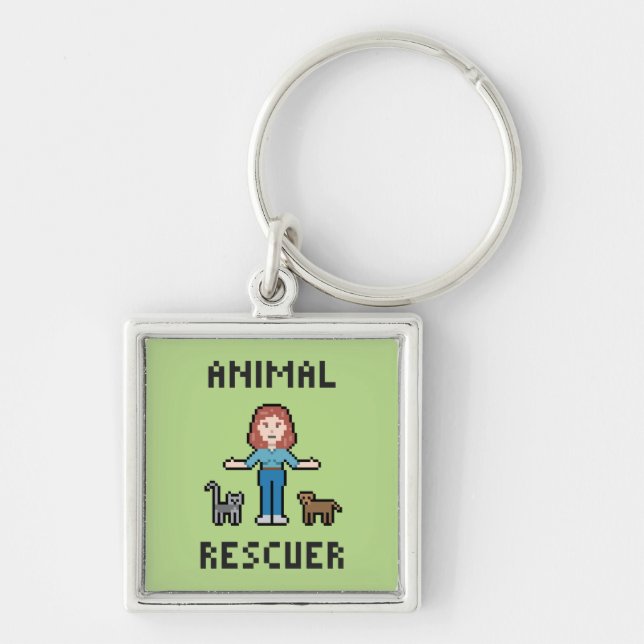 Pixel Animal Rescuer Keychain (Front)