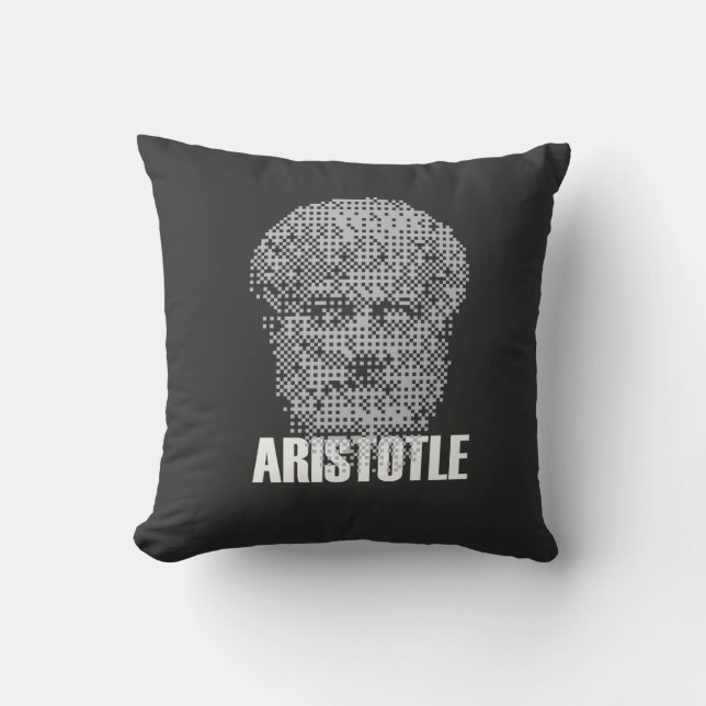 Pixel Aristotle Head Mosaic Throw Pillow (Front)
