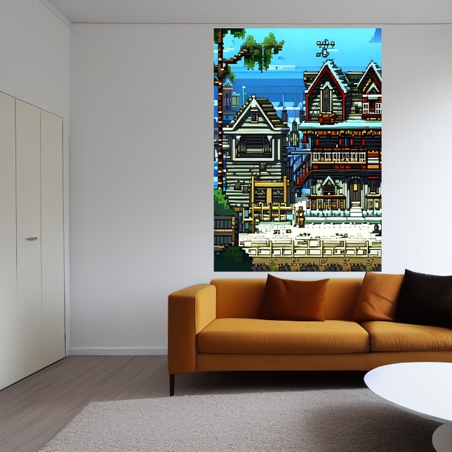 Pixel art, American town | AI Art  Poster (Creator Uploaded)
