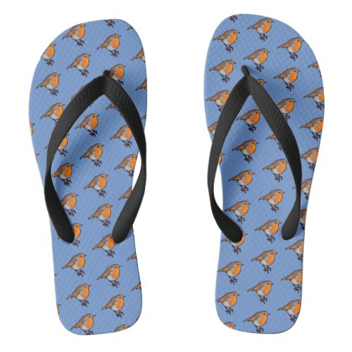 Pixel Art Bird Pattern Cute Robin Flip Flops