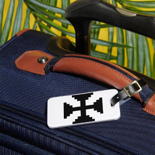 Pixel Art Black Cross Symbol  Luggage Tag