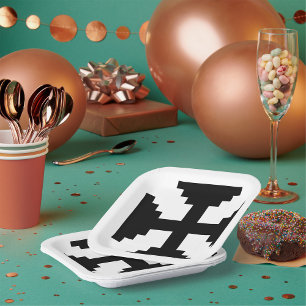 Pixel Art Black Cross Symbol  Paper Plates