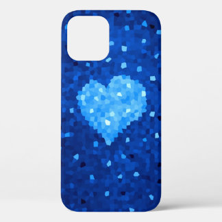 Pixel Art Blue Heart Retro Gamer Love iPhone 12 Case