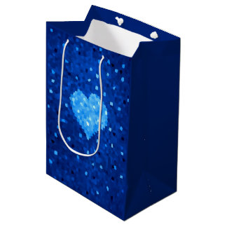 Pixel Art Blue Heart Retro Gamer Love Medium Gift Bag