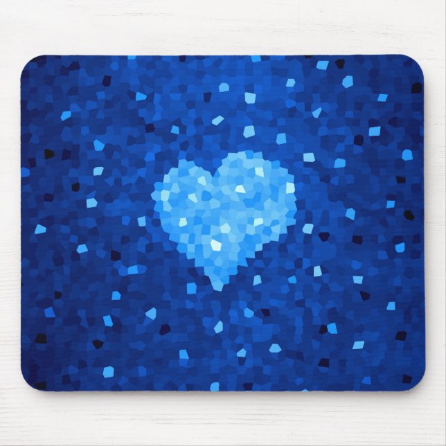 Pixel Art Blue Heart Retro Gamer Love Mouse Pad (Front)