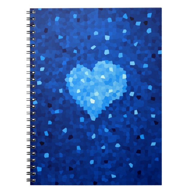 Pixel Art Blue Heart Retro Gamer Love Notebook (Front)