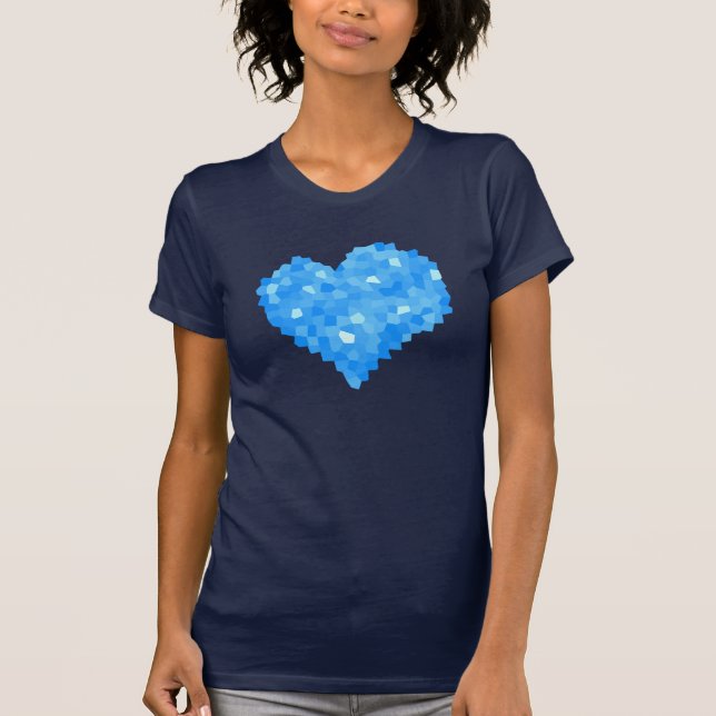 Pixel Art Blue Heart Retro Gamer Love T-Shirt (Front)