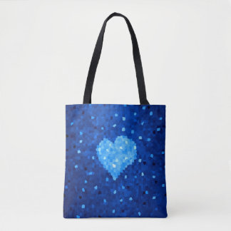 Pixel Art Blue Heart Retro Gamer Love Tote Bag