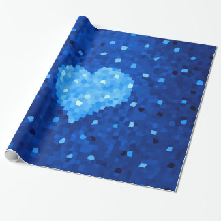 Pixel Art Blue Heart Retro Gamer Love Wrapping Paper