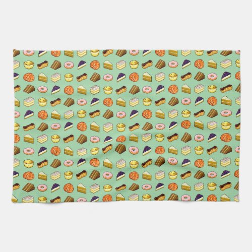 Pixel Art Cakes and Pastries Pattern Kitchen Towel