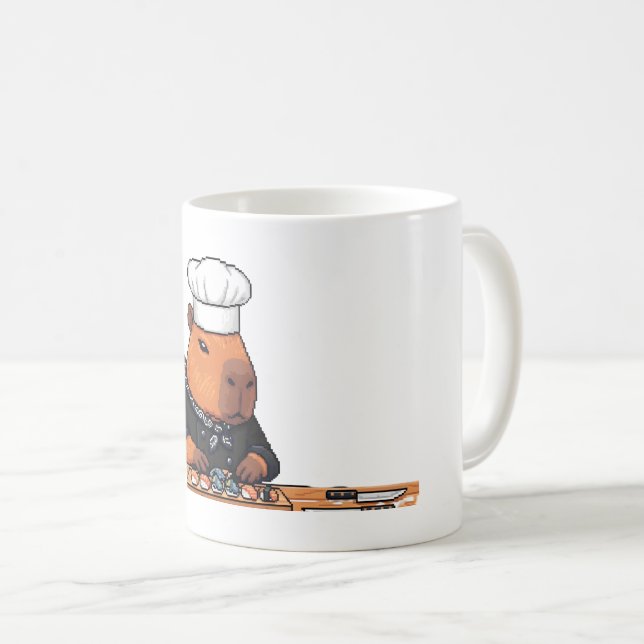 Pixel Art Capybara Chef Mug (Front Right)